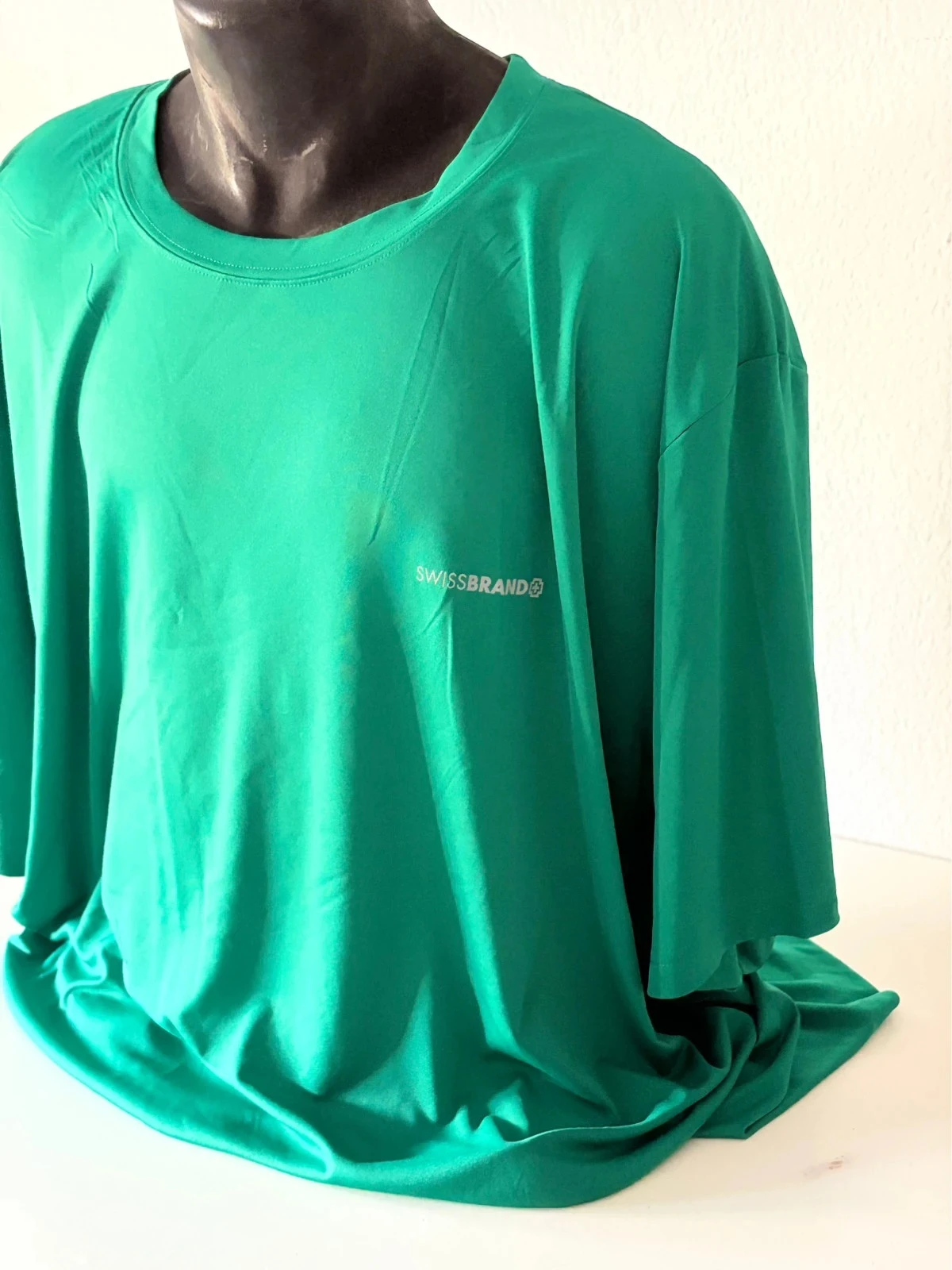 Camiseta técnica verde brillante Swissbrand 100% poliéster manga corta hombre XXL nuevo con etiqueta – photo 3